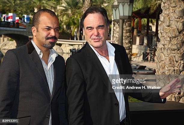 Actor Jeffery Wright and director Oliver Stone attend the "W." photocall during day one of The 5th Annual Dubai International Film Festival held at...