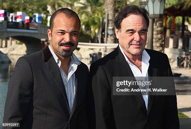 Actor Jeffery Wright and director Oliver Stone attend the "W." photocall during day one of The 5th Annual Dubai International Film Festival held at...