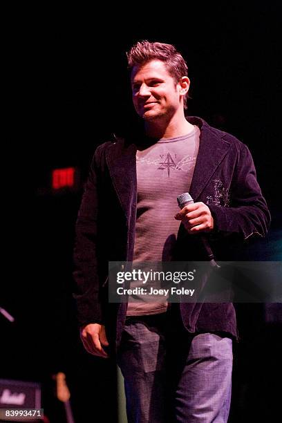 Nick Lachey hosting the 2008 WNCI Jingle Ball concert at the Lifestyle Communities Pavilion on December 10, 2008 in Columbus, Ohio.