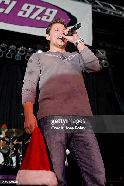 Nick Lachey hosting the 2008 WNCI Jingle Ball concert at the Lifestyle Communities Pavilion on December 10, 2008 in Columbus, Ohio.