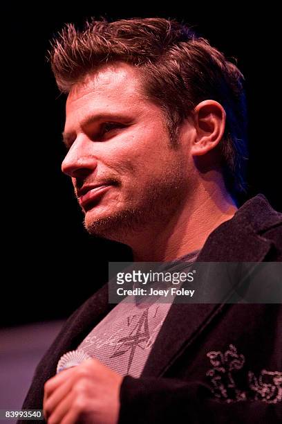 Nick Lachey hosting the 2008 WNCI Jingle Ball concert at the Lifestyle Communities Pavilion on December 10, 2008 in Columbus, Ohio.