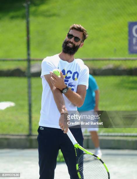 Tennis Player Benoit Paire attends the LACOSTE And City Parks Foundation Host Tennis Clinic In Central Park on August 27, 2017 in New York City.