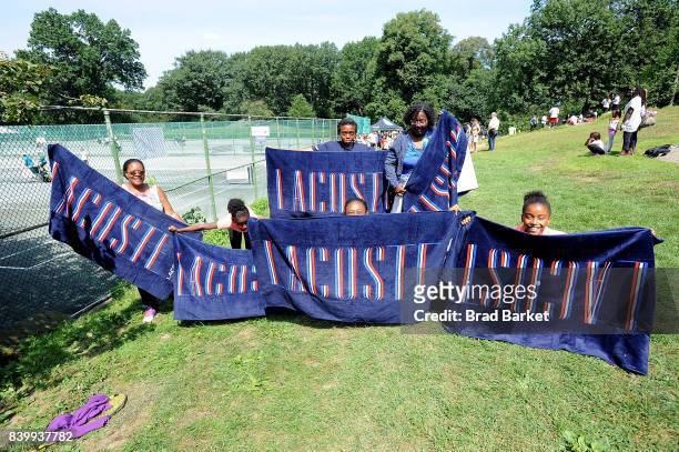 General view of the LACOSTE And City Parks Foundation Host Tennis Clinic In Central Park on August 27, 2017 in New York City.