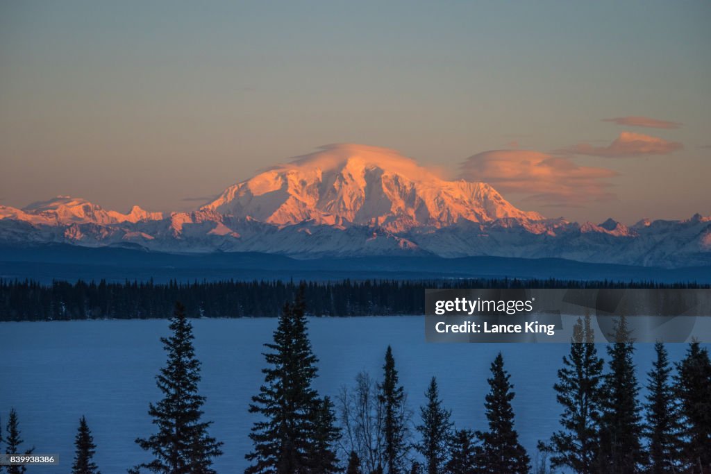 Sun Sets on Mount Sanford in Wrangell-Saint Elias National Park, Alaska