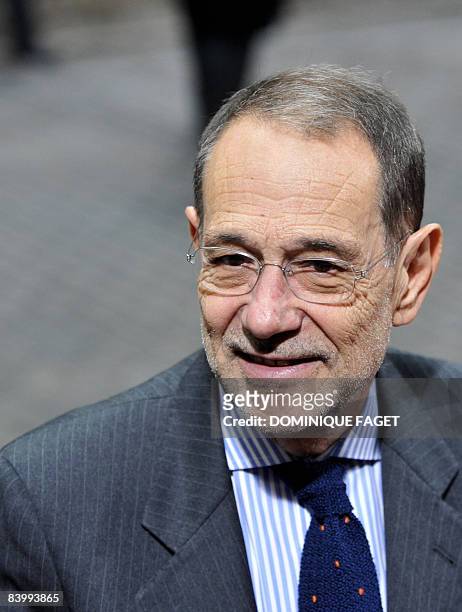 European Union Foreign Policy Chief Javier Solana arrives for a first day of European Council summit at the headquarters of the European Council on...