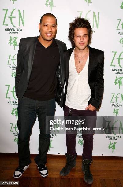 Michael Yo and Ryan Cabrera arrive at the DWTS Tour Kick-Off Party for Lance Bass at Yamashiro Restaurant on December 10, 2008 in Los Angeles,...