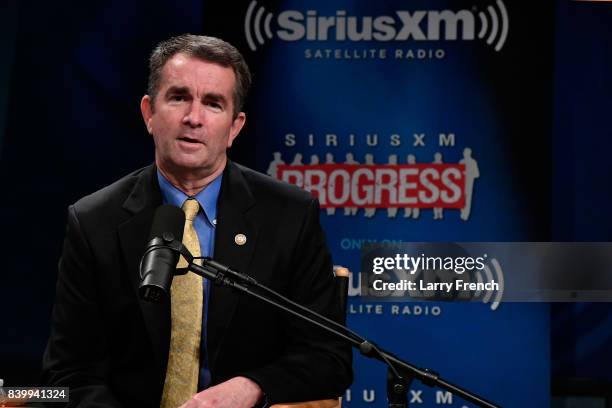 Virginia's Lt. Governor Ralph Northam talks to host Dean Obeidallah about his gubernatorial campaign during a SiriusXM Town Hall at SiriusXM Studio...