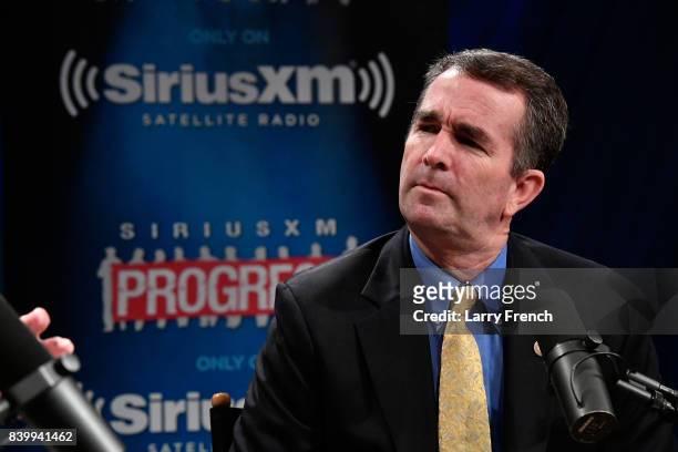 Virginia's Lt. Governor Ralph Northam talks to host Dean Obeidallah about his gubernatorial campaign during a SiriusXM Town Hall at SiriusXM Studio...