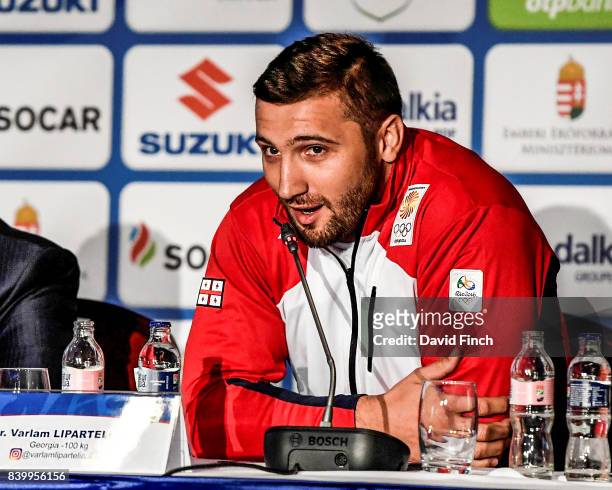 Rio Olympic silver medallist, Varlam Liparteliani of Georgia answers questions during the press conference before the 2017 Suzuki World Judo...