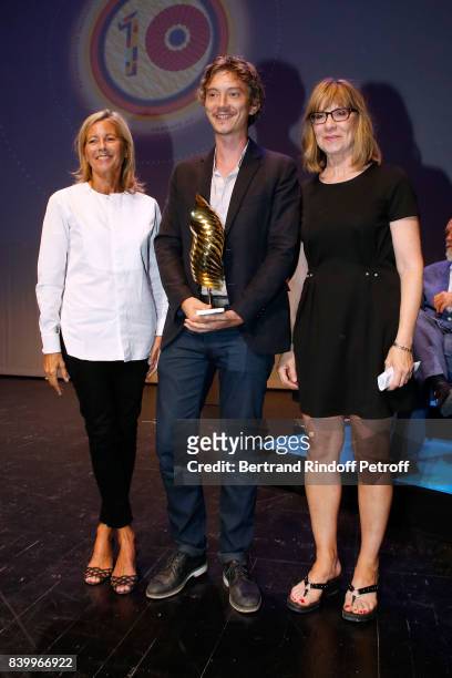 Valois de lacteur" for Swann Arlaud in "Petit paysan" - Claire Chazal, Swann Arlaud and Denise Robert attend the 10th Angouleme French-Speaking Film...