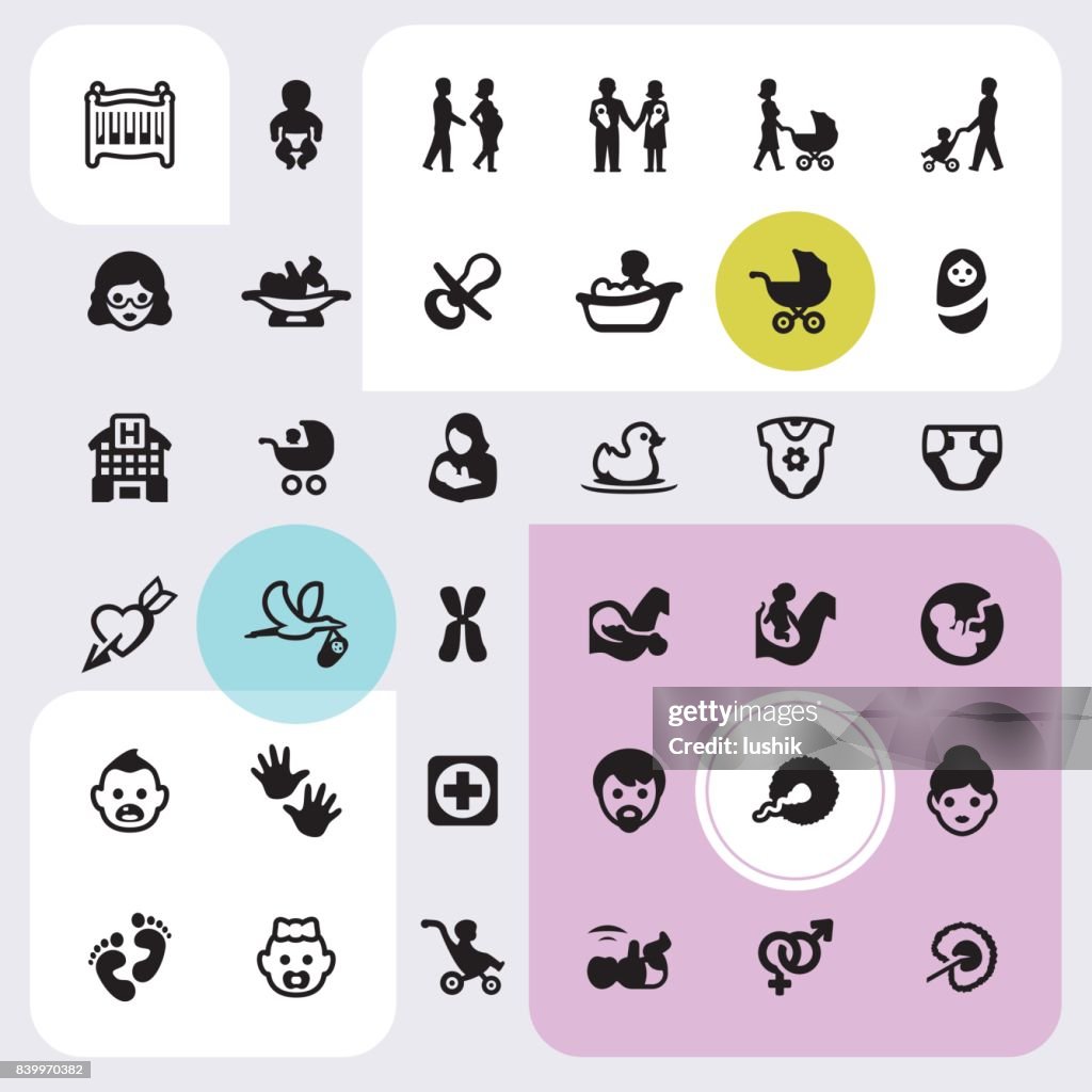 Pregnancy and Childbirth - icons set