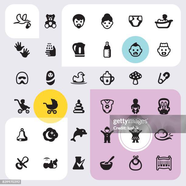 stockillustraties, clipart, cartoons en iconen met baby goederen - icons set - baby dolphin