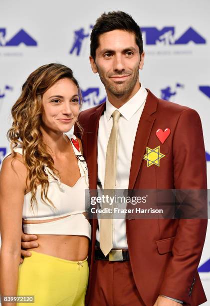 Laura Perlongo and Nev Schulman attend the 2017 MTV Video Music Awards at The Forum on August 27, 2017 in Inglewood, California.