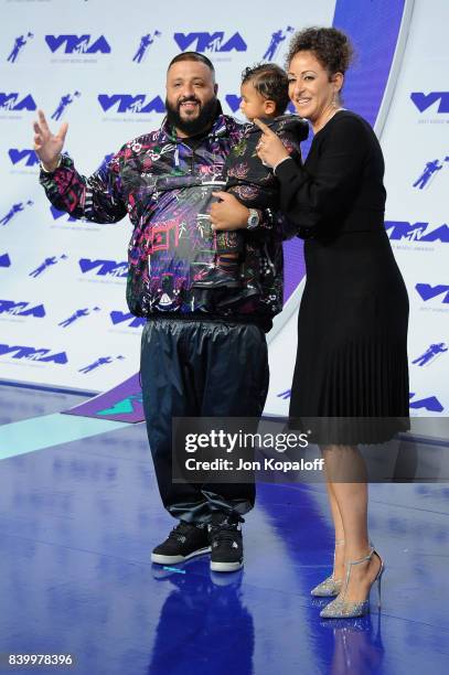 Khaled, Asahd Tuck Khaled and Nicole Tuck attend the 2017 MTV Video Music Awards at The Forum on August 27, 2017 in Inglewood, California.