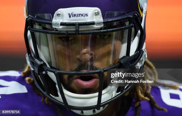 Bucky Hodges of the Minnesota Vikings looks on during warmups before the preseason game against the San Francisco 49ers on August 27, 2017 at U.S....