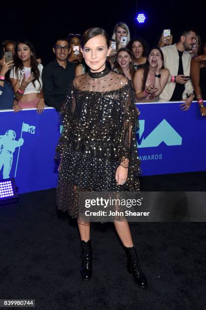 Millie Bobby Brown attends the 2017 MTV Video Music Awards at The Forum on August 27, 2017 in Inglewood, California.