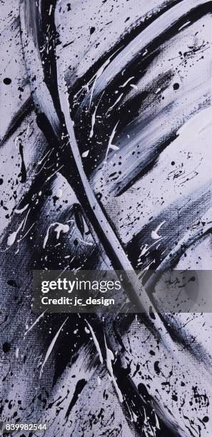 abstrakte schwarz-weiß-malerei - acryl auf leinwand stock-grafiken, -clipart, -cartoons und -symbole