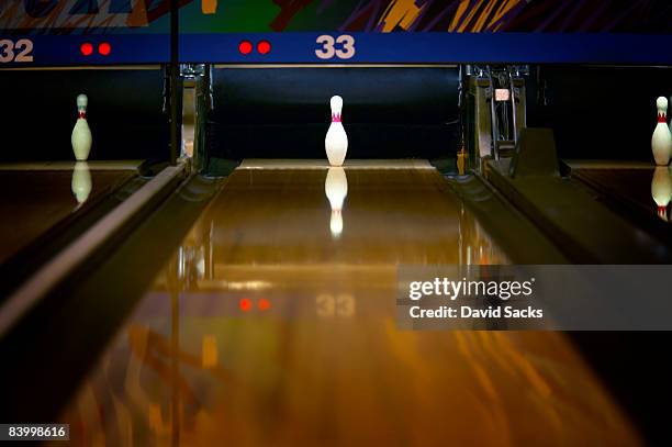 bowling alley and pin - bowling alley stock pictures, royalty-free photos & images