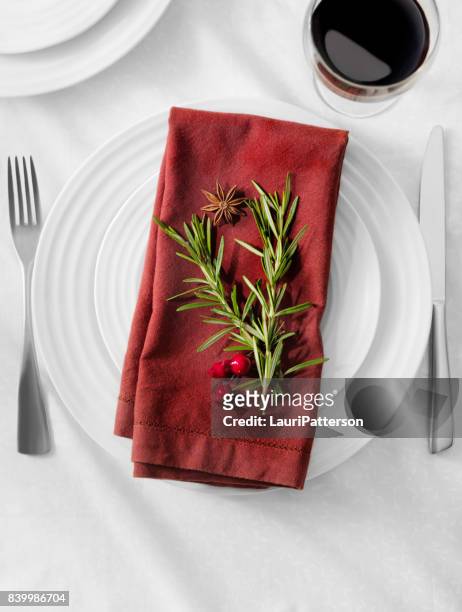 holiday table setting - napkin stock pictures, royalty-free photos & images
