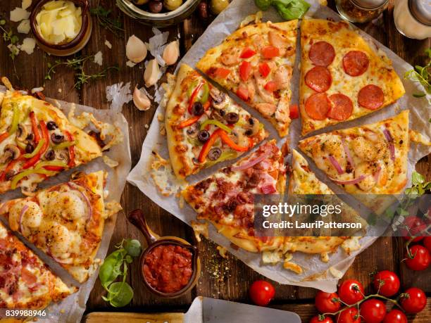 what's on your pizza? - cutaway stock pictures, royalty-free photos & images