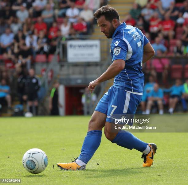 Sam Wood of Eastleigh during the National League match between Leyton Orient and Eastleigh at The Matchroom Stadium on August 26, 2017 in London,...