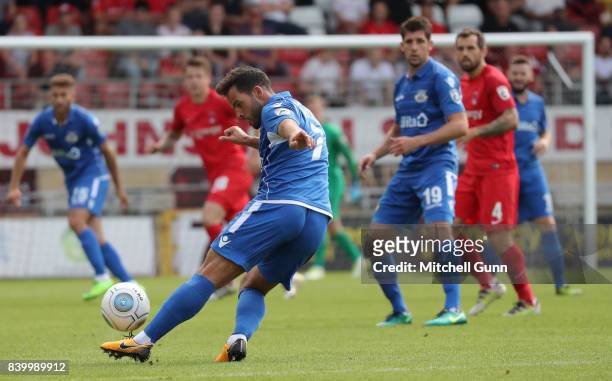 Sam Wood of Eastleigh during the National League match between Leyton Orient and Eastleigh at The Matchroom Stadium on August 26, 2017 in London,...