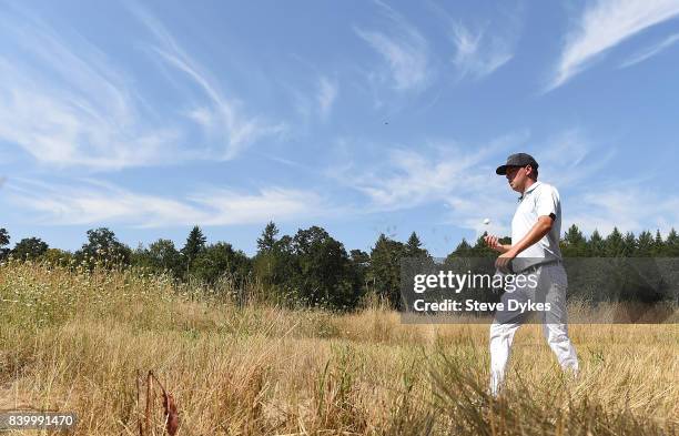 Keith Mitchell walks up the path to the tee box on the third hole during the final round of the WinCo Foods Portland Open at Pumpkin Ridge Golf Club...