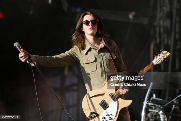 Tom Ogden of Blossoms performs at Reading Festival at Richfield Avenue on August 27, 2017 in Reading, England.