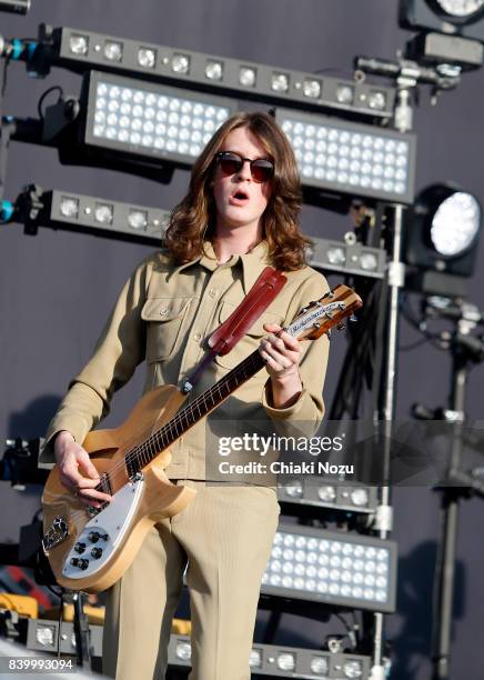 Tom Ogden of Blossoms performs at Reading Festival at Richfield Avenue on August 27, 2017 in Reading, England.