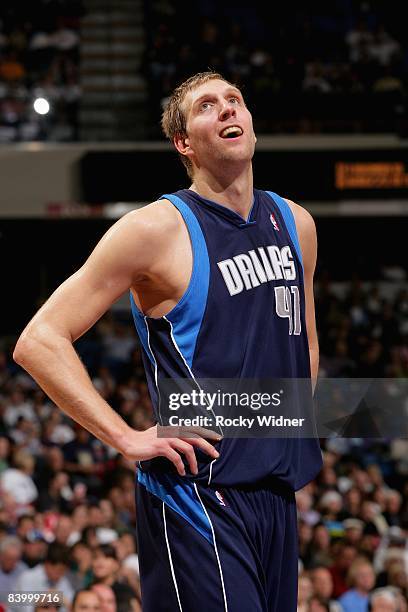 Dirk Nowitzki of the Dallas Mavericks looks to the basket during the game against the Sacramento Kings on November 29, 2008 at Arco Arena in...