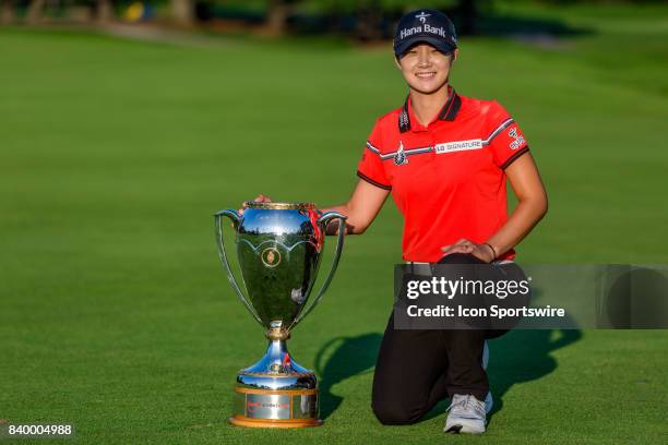 Canadian Pacific Women's Open champion Sung Hyun Park poses with the trophy after the final round of the Canadian Pacific Women's Open on August 27,...