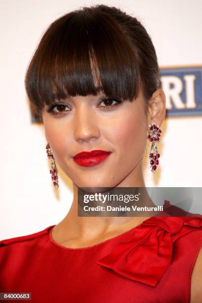 Actress Jessica Alba attends the Campari Club, 2009 Campari Calendar launch at La Permanente on December 2, 2008 in Milano, Italy.