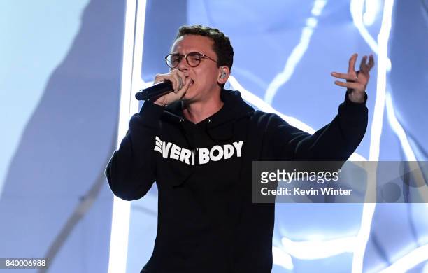 Logic performs onstage during the 2017 MTV Video Music Awards at The Forum on August 27, 2017 in Inglewood, California.