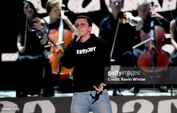 Logic performs onstage during the 2017 MTV Video Music Awards at The Forum on August 27, 2017 in Inglewood, California.