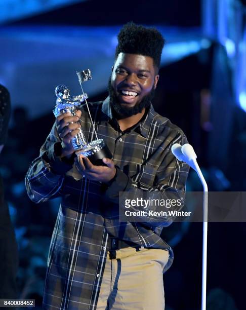 Khalid accepts the Best New Artist award onstage during the 2017 MTV Video Music Awards at The Forum on August 27, 2017 in Inglewood, California.