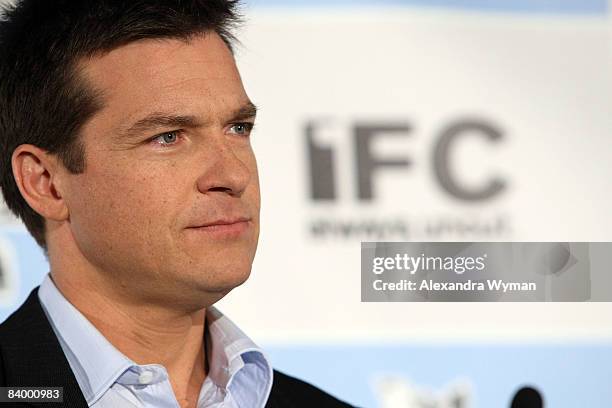 Actor Jason Bateman speaks onstage during the 2009 Film Independent's Spirit Award nominations press conference held at the Sofitel L.A. On December...