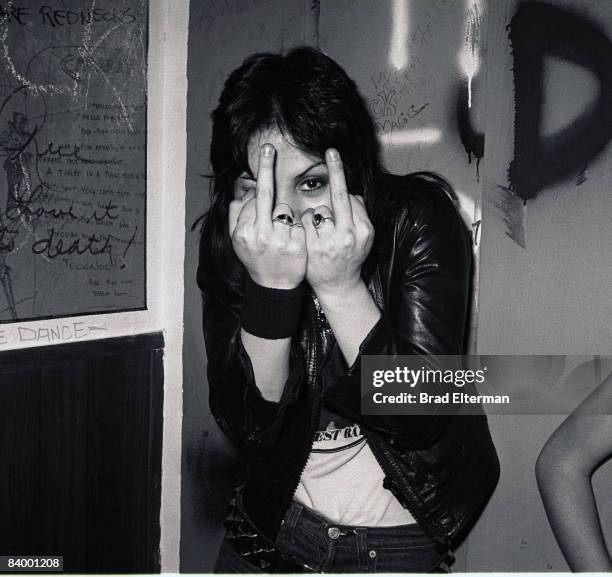 Joan Jett of The Runaways backstage at the Whiskey A Go Go in Los Angeles, California. **EXCLUSIVE**