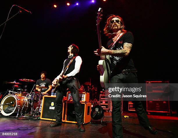 Jesse Hughes of Eagles of Death Metal performs during the 7th Annual KRBZ's Night The Buzz Stole Christmas at The Midland by AMC on December 10, 2008...