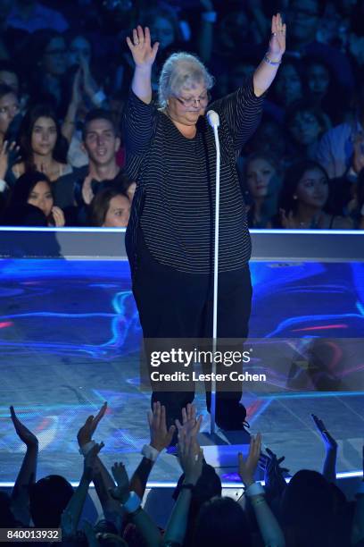 Susan Bro speaks onstage during the 2017 MTV Video Music Awards at The Forum on August 27, 2017 in Inglewood, California.