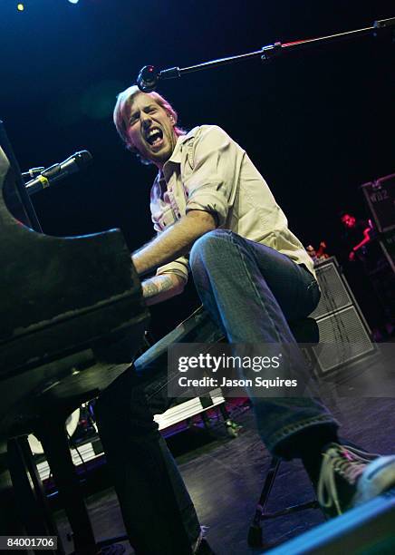 Andrew McMahon of Jack's Mannequin performs during the 7th Annual KRBZ's Night The Buzz Stole Christmas at The Midland by AMC on December 10, 2008 in...