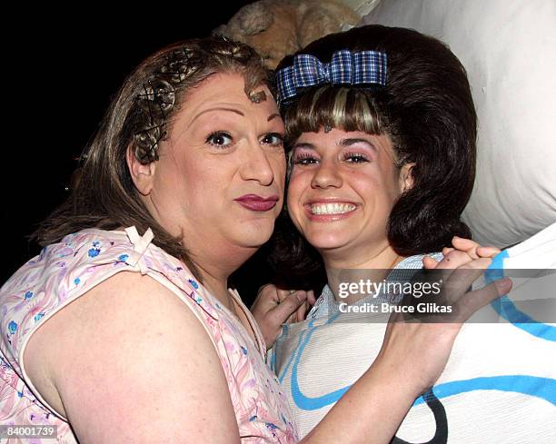 Harvey Fierstein and Marissa Jaret Winokur pose in the opening number set as Winokur returns to her Tony winning role as Tracy Turnblad in the hit...