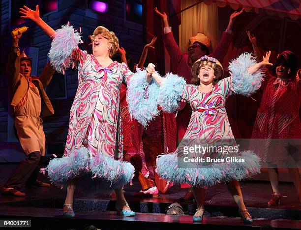 Harvey Fierstein and Marissa Jaret Winokur perform as Winokur returns to her Tony winning role as Tracy Turnblad in the hit musical "Hairspray" on...
