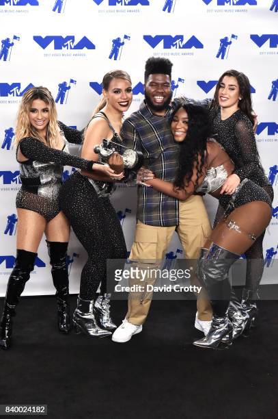 Khalid, winner of Best New Artist, and Ally Brooke, Dinah Jane, Normani Kordei and Lauren Jauregui of Fifth Harmony, winners of Best Pop for 'Down',...