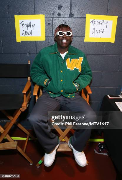 Rapper Lil Yachty backstage at the 2017 MTV Video Music Awards at The Forum on August 27, 2017 in Inglewood, California.