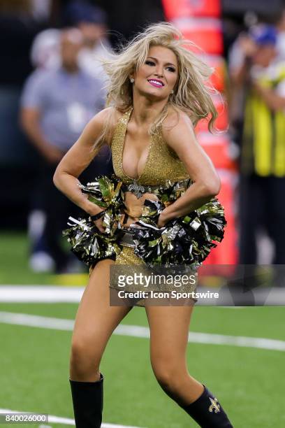 New Orleans Saints Saintsations entertain the crowd during the game between the New Orleans Saints and the Houston Texans on August 26, 2017 at the...