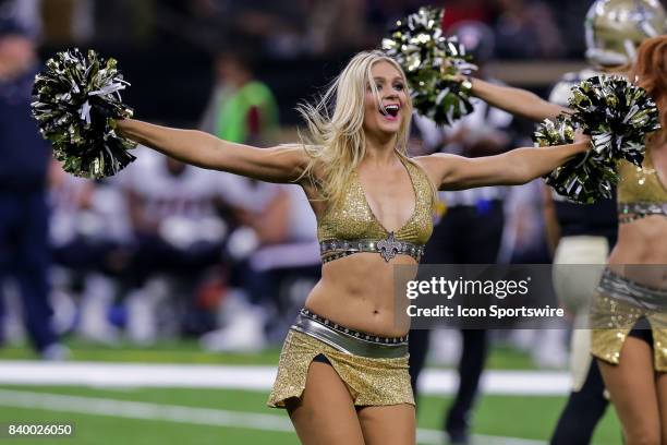 New Orleans Saints Saintsations entertain the crowd during the game between the New Orleans Saints and the Houston Texans on August 26, 2017 at the...