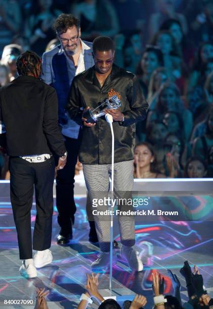 Kendrick Lamar, Dave Meyers, and Dave Free accept the Video of the Year award for 'Humble' onstage during the 2017 MTV Video Music Awards at The...