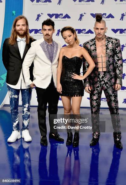 Jack Lawless, Joe Jonas, JinJoo Lee and Cole Whittle of DNCE attend the 2017 MTV Video Music Awards at The Forum on August 27, 2017 in Inglewood,...