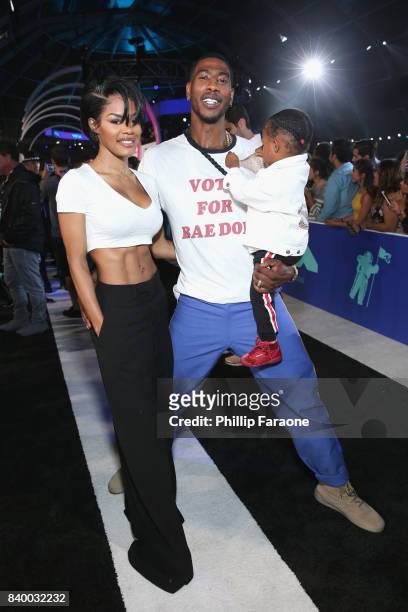 Teyana Taylor, Iman Shumpert and Iman Tayla Shumpert Jr. Attend the 2017 MTV Video Music Awards at The Forum on August 27, 2017 in Inglewood,...