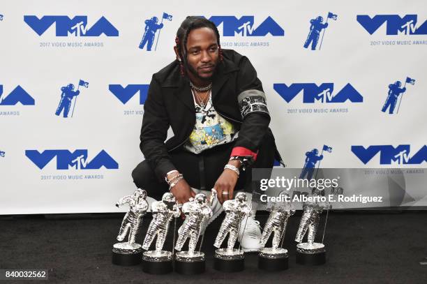 Kendrick Lamar, winner of Video of the Year, Best Hip Hop, Best Cinematography, Best Direction, Best Art Direction, Best Visual Effects for 'Humble',...